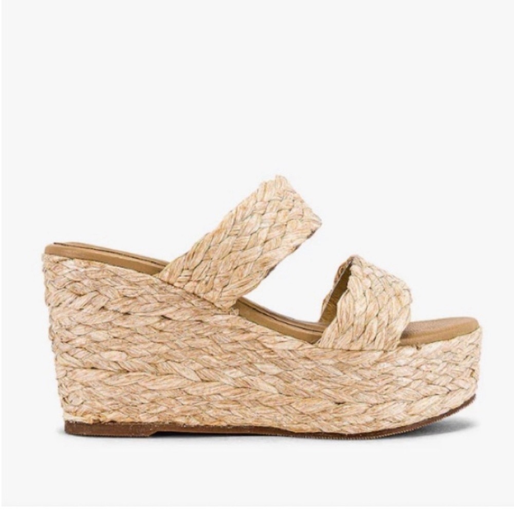 Kaanas Revolve Tenerife Platform Wedge Sandal in Natural Size 10